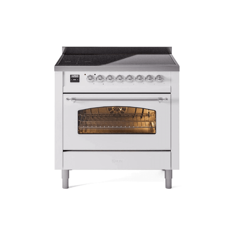 ILVE 36" Nostalgie II Series Freestanding Electric Double Oven Range with 5 Elements, Triple Glass Cool Door, Convection Oven, TFT Oven Control Display and Child Lock UPI366NMP