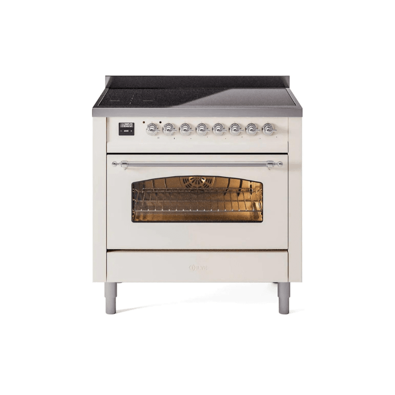 ILVE 36" Nostalgie II Series Freestanding Electric Double Oven Range with 5 Elements, Triple Glass Cool Door, Convection Oven, TFT Oven Control Display and Child Lock UPI366NMP
