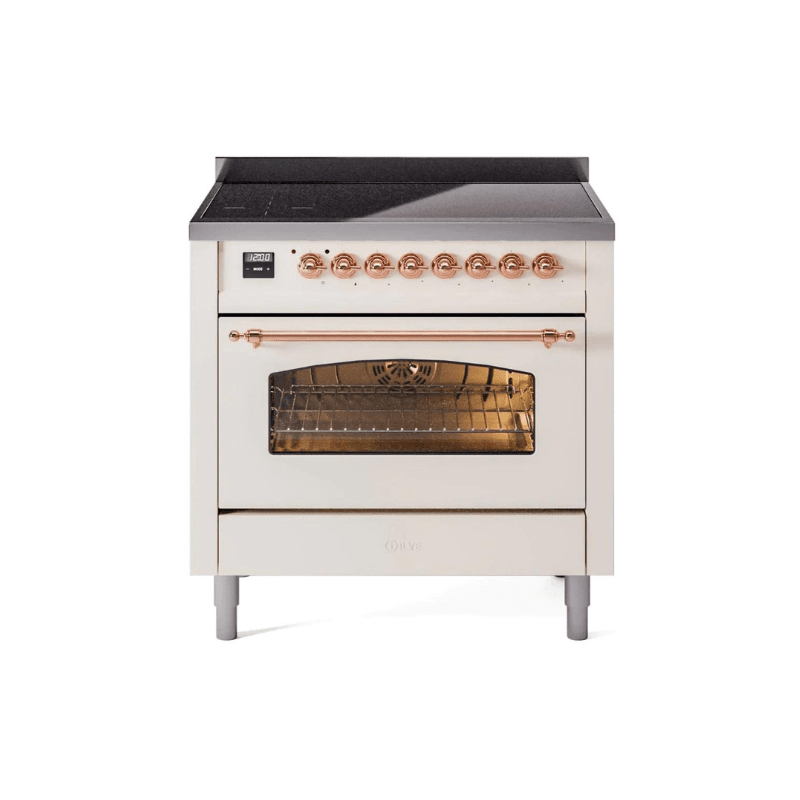 ILVE 36" Nostalgie II Series Freestanding Electric Double Oven Range with 5 Elements, Triple Glass Cool Door, Convection Oven, TFT Oven Control Display and Child Lock UPI366NMP