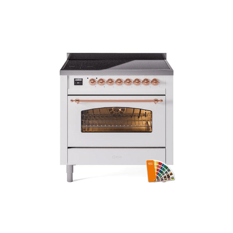 ILVE 36" Nostalgie II Series Freestanding Electric Double Oven Range with 5 Elements, Triple Glass Cool Door, Convection Oven, TFT Oven Control Display and Child Lock UPI366NMP