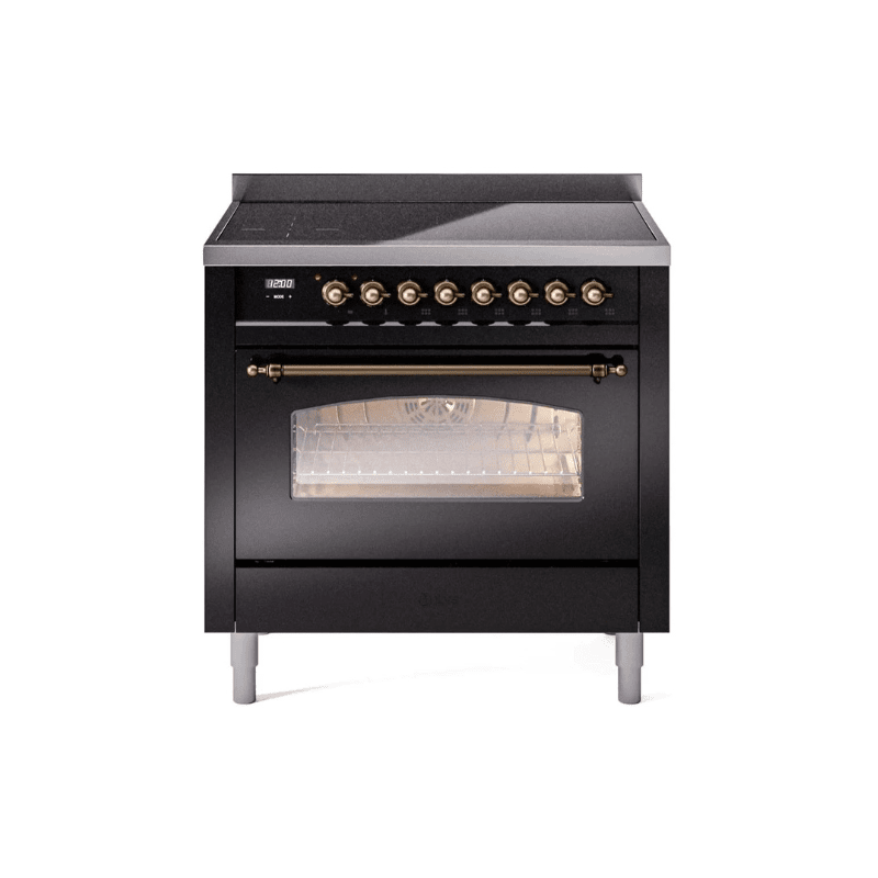 ILVE 36" Nostalgie II Series Freestanding Electric Double Oven Range with 5 Elements, Triple Glass Cool Door, Convection Oven, TFT Oven Control Display and Child Lock UPI366NMP