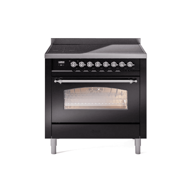 ILVE 36" Nostalgie II Series Freestanding Electric Double Oven Range with 5 Elements, Triple Glass Cool Door, Convection Oven, TFT Oven Control Display and Child Lock UPI366NMP