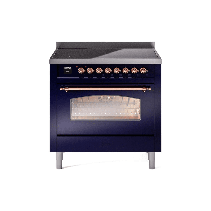 ILVE 36" Nostalgie II Series Freestanding Electric Double Oven Range with 5 Elements, Triple Glass Cool Door, Convection Oven, TFT Oven Control Display and Child Lock UPI366NMP