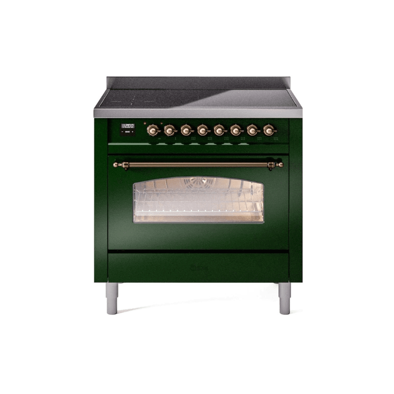 ILVE 36" Nostalgie II Series Freestanding Electric Double Oven Range with 5 Elements, Triple Glass Cool Door, Convection Oven, TFT Oven Control Display and Child Lock UPI366NMP