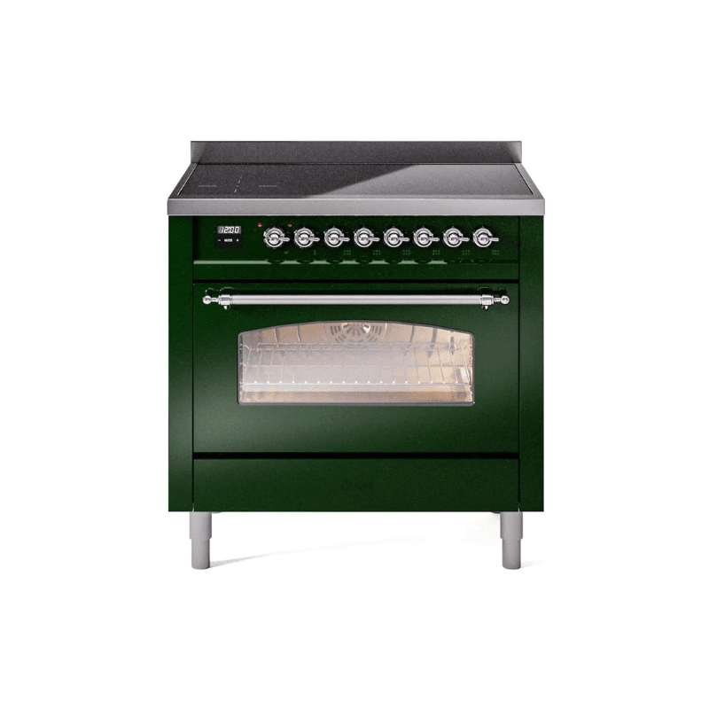 ILVE 36" Nostalgie II Series Freestanding Electric Double Oven Range with 5 Elements, Triple Glass Cool Door, Convection Oven, TFT Oven Control Display and Child Lock UPI366NMP