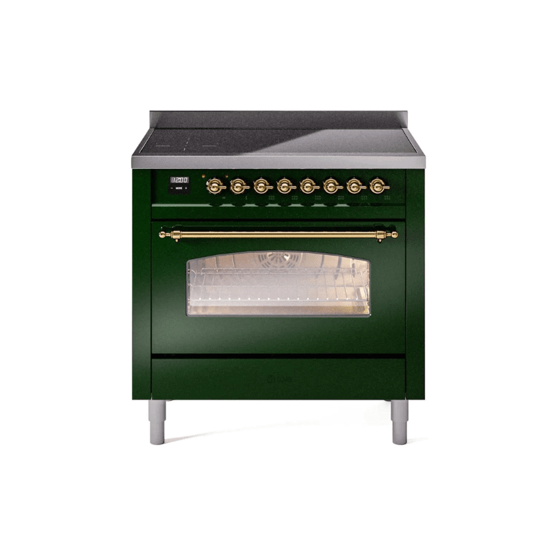 ILVE 36" Nostalgie II Series Freestanding Electric Double Oven Range with 5 Elements, Triple Glass Cool Door, Convection Oven, TFT Oven Control Display and Child Lock UPI366NMP