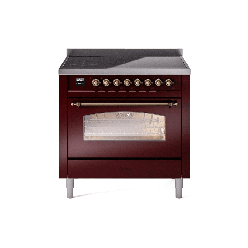 ILVE 36" Nostalgie II Series Freestanding Electric Double Oven Range with 5 Elements, Triple Glass Cool Door, Convection Oven, TFT Oven Control Display and Child Lock UPI366NMP