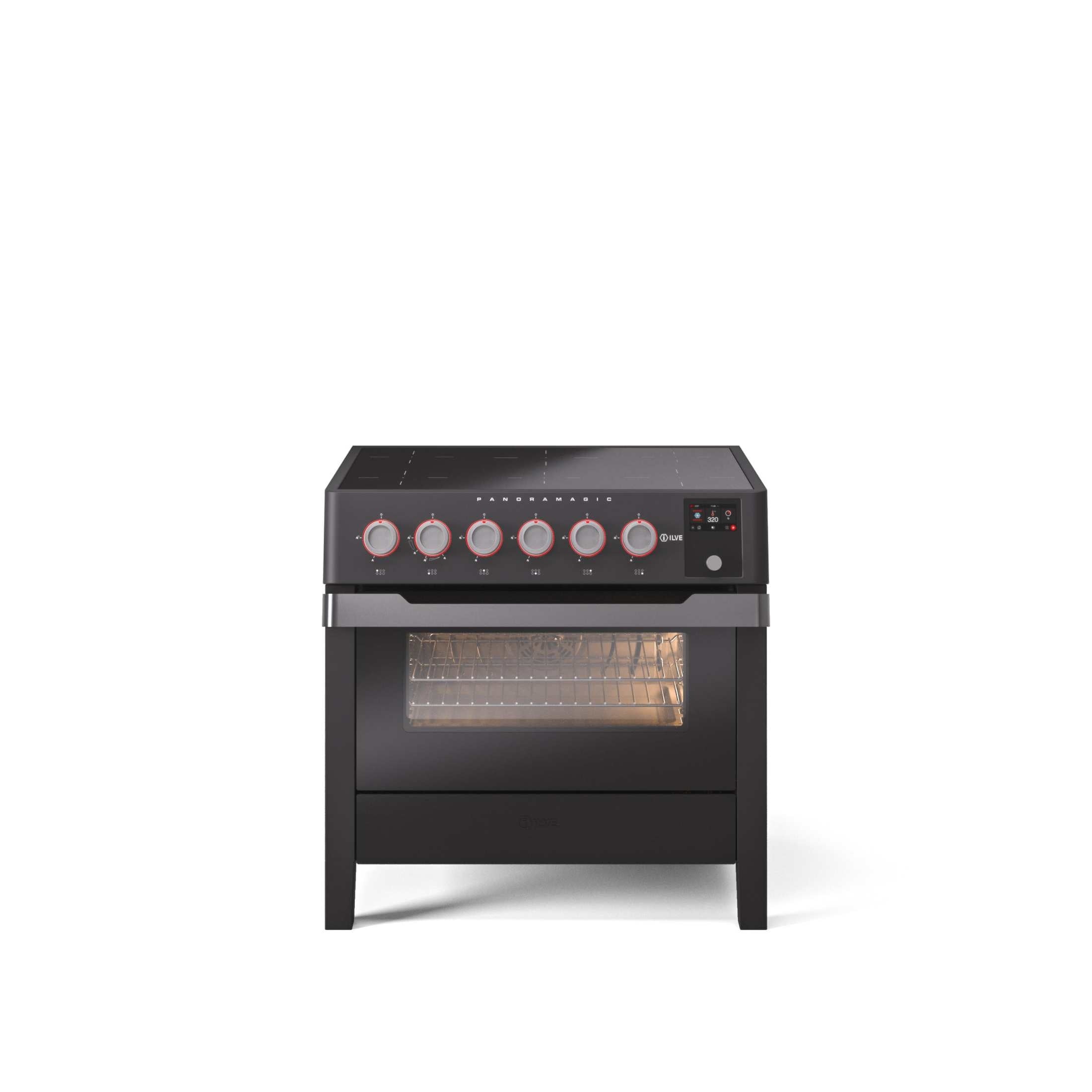 ILVE 36"Panoramagic Series Freestanding Electric Double Oven Range with 5 Elements, Triple Glass Cool Door, Convection Oven, TFT UPMI09S3