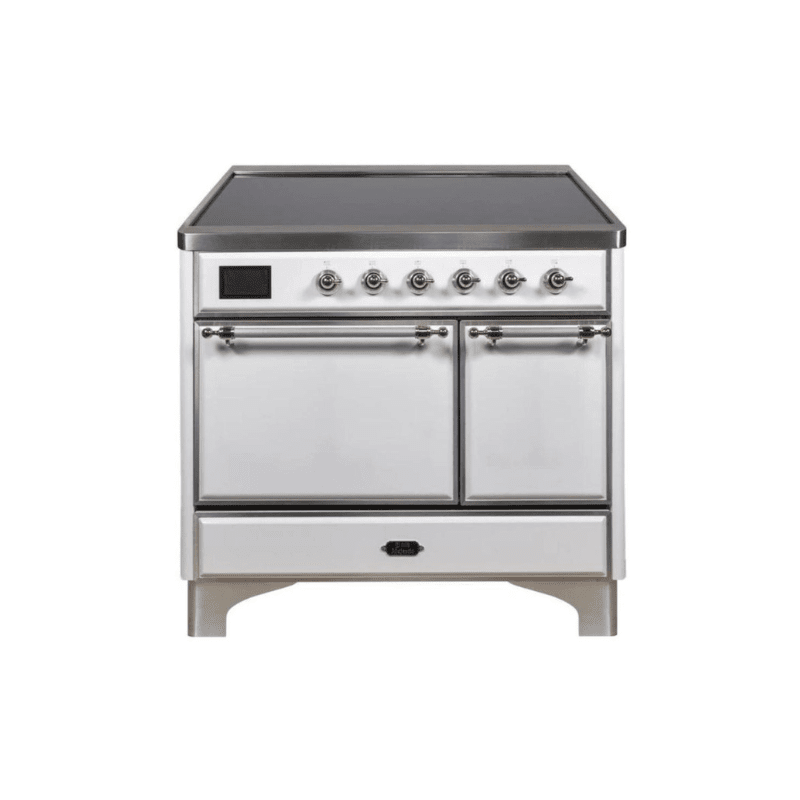 ILVE 40 Inch Majestic II Series Induction Range with 6 Elements Dual Ovens TFT Control Display Solid Oven Door (UMDI10QNS3)