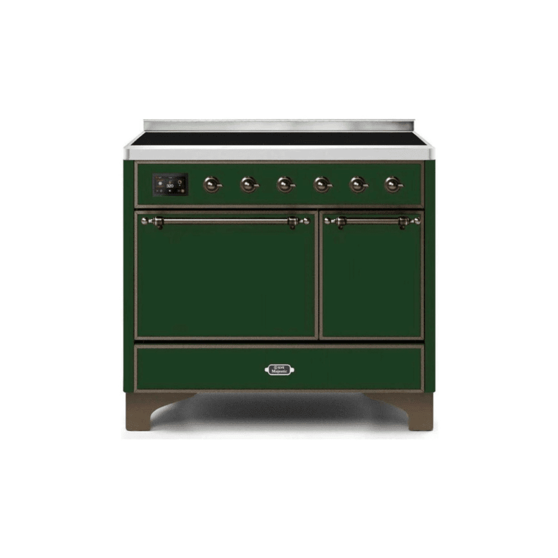 ILVE 40 Inch Majestic II Series Induction Range with 6 Elements Dual Ovens TFT Control Display Solid Oven Door (UMDI10QNS3)