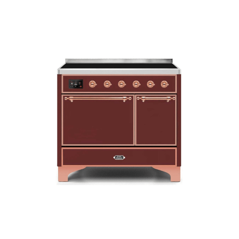 ILVE 40 Inch Majestic II Series Induction Range with 6 Elements Dual Ovens TFT Control Display Solid Oven Door (UMDI10QNS3)