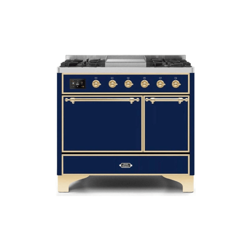 ILVE 40 Inch Majestic II Series Natural/ Propane Gas Burner and Electric Oven Range with 6 Sealed Burners (UMD10FDQNS3)