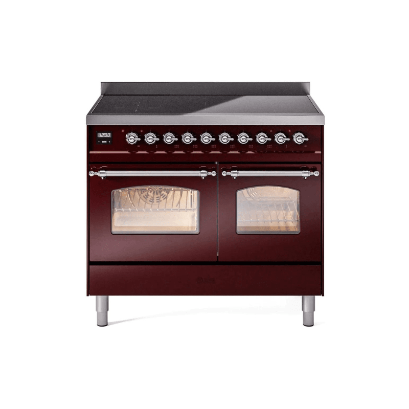 ILVE 40" Nostalgie II Series Freestanding Electric Double Oven Range with 6 Elements, Triple Glass Cool Door, Convection Oven, TFT Oven Control Display and Child Lock UPDI406NMP