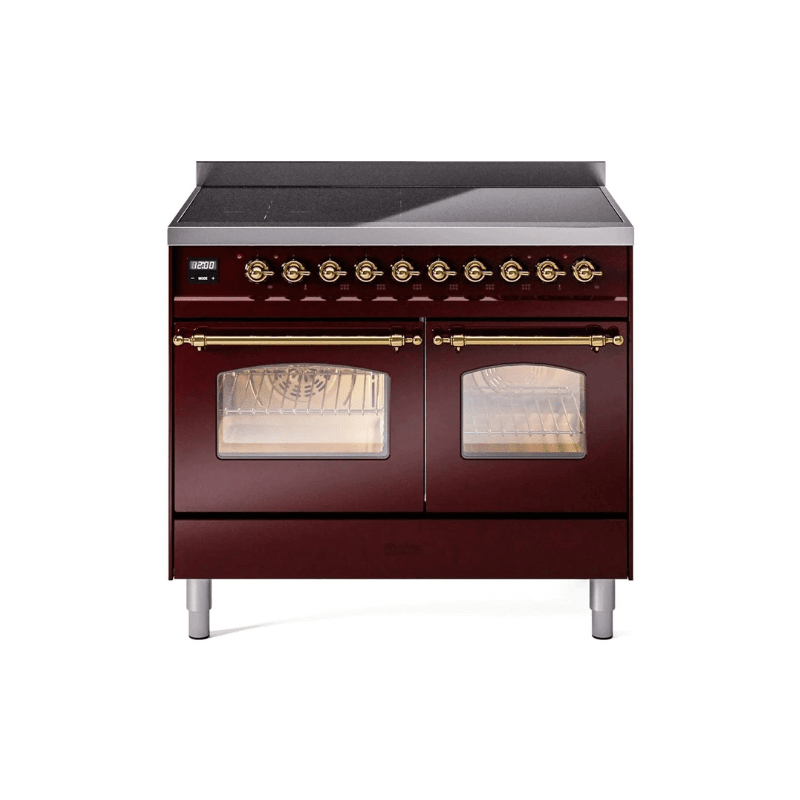 ILVE 40" Nostalgie II Series Freestanding Electric Double Oven Range with 6 Elements, Triple Glass Cool Door, Convection Oven, TFT Oven Control Display and Child Lock UPDI406NMP
