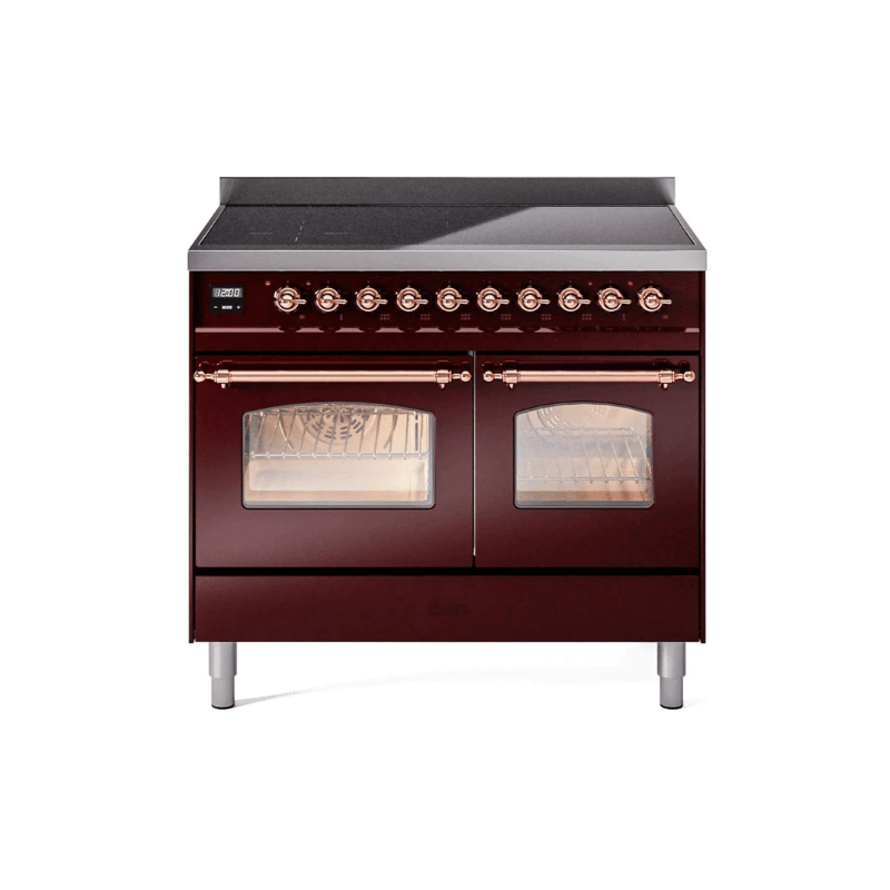 ILVE 40" Nostalgie II Series Freestanding Electric Double Oven Range with 6 Elements, Triple Glass Cool Door, Convection Oven, TFT Oven Control Display and Child Lock UPDI406NMP