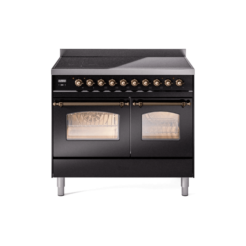 ILVE 40" Nostalgie II Series Freestanding Electric Double Oven Range with 6 Elements, Triple Glass Cool Door, Convection Oven, TFT Oven Control Display and Child Lock UPDI406NMP