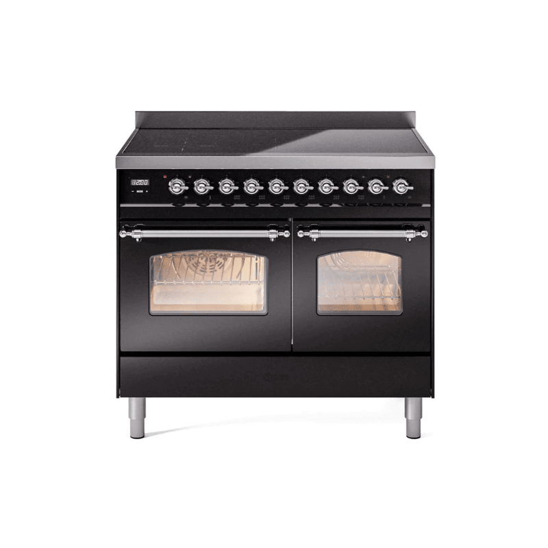 ILVE 40" Nostalgie II Series Freestanding Electric Double Oven Range with 6 Elements, Triple Glass Cool Door, Convection Oven, TFT Oven Control Display and Child Lock UPDI406NMP