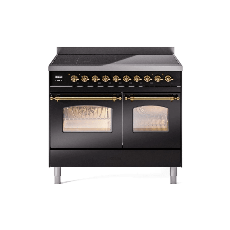 ILVE 40" Nostalgie II Series Freestanding Electric Double Oven Range with 6 Elements, Triple Glass Cool Door, Convection Oven, TFT Oven Control Display and Child Lock UPDI406NMP