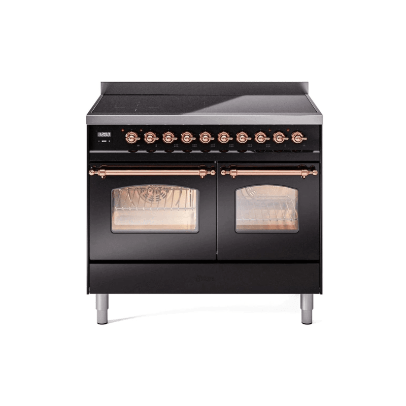 ILVE 40" Nostalgie II Series Freestanding Electric Double Oven Range with 6 Elements, Triple Glass Cool Door, Convection Oven, TFT Oven Control Display and Child Lock UPDI406NMP