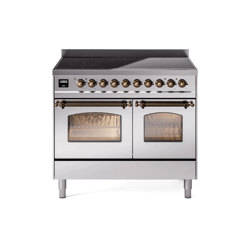 ILVE 40" Nostalgie II Series Freestanding Electric Double Oven Range with 6 Elements, Triple Glass Cool Door, Convection Oven, TFT Oven Control Display and Child Lock UPDI406NMP