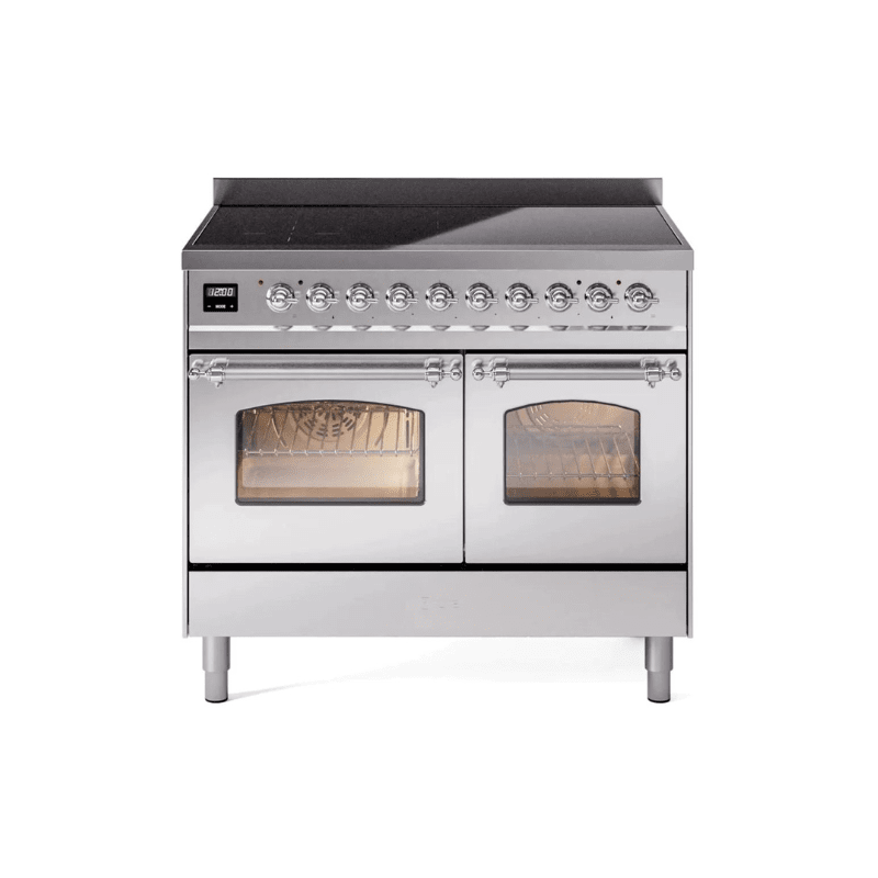 ILVE 40" Nostalgie II Series Freestanding Electric Double Oven Range with 6 Elements, Triple Glass Cool Door, Convection Oven, TFT Oven Control Display and Child Lock UPDI406NMP