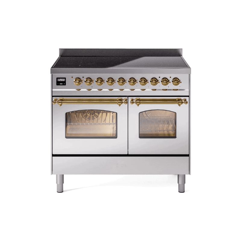 ILVE 40" Nostalgie II Series Freestanding Electric Double Oven Range with 6 Elements, Triple Glass Cool Door, Convection Oven, TFT Oven Control Display and Child Lock UPDI406NMP