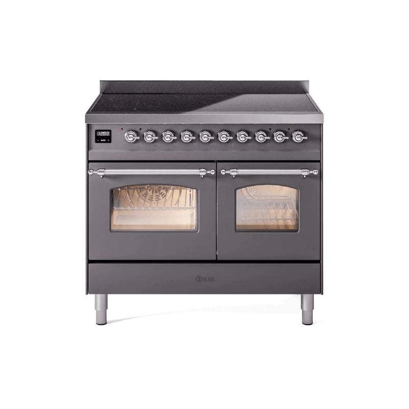 ILVE 40" Nostalgie II Series Freestanding Electric Double Oven Range with 6 Elements, Triple Glass Cool Door, Convection Oven, TFT Oven Control Display and Child Lock UPDI406NMP