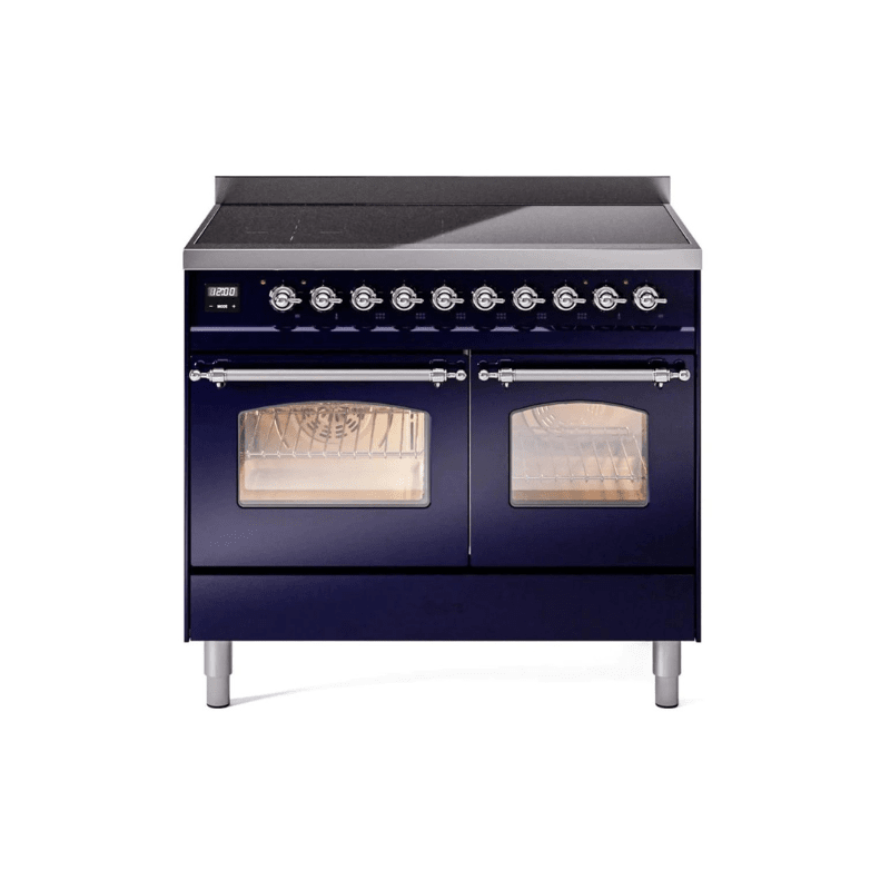 ILVE 40" Nostalgie II Series Freestanding Electric Double Oven Range with 6 Elements, Triple Glass Cool Door, Convection Oven, TFT Oven Control Display and Child Lock UPDI406NMP