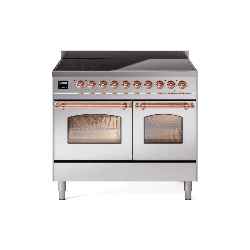 ILVE 40" Nostalgie II Series Freestanding Electric Double Oven Range with 6 Elements, Triple Glass Cool Door, Convection Oven, TFT Oven Control Display and Child Lock UPDI406NMP