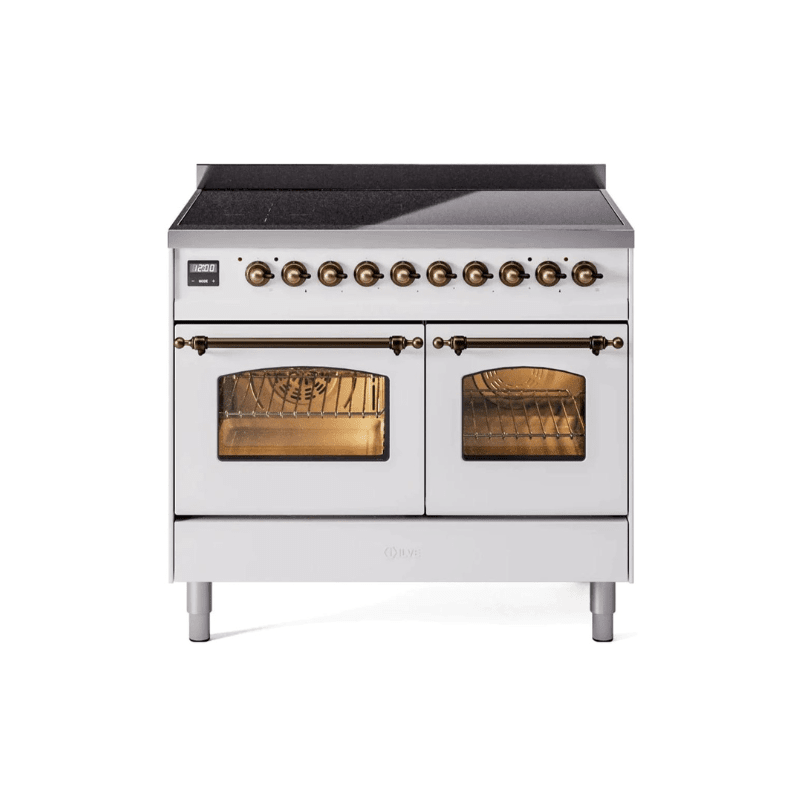 ILVE 40" Nostalgie II Series Freestanding Electric Double Oven Range with 6 Elements, Triple Glass Cool Door, Convection Oven, TFT Oven Control Display and Child Lock UPDI406NMP