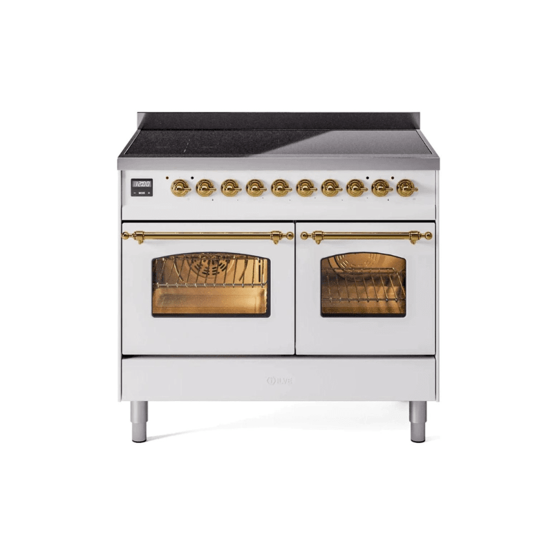 ILVE 40" Nostalgie II Series Freestanding Electric Double Oven Range with 6 Elements, Triple Glass Cool Door, Convection Oven, TFT Oven Control Display and Child Lock UPDI406NMP