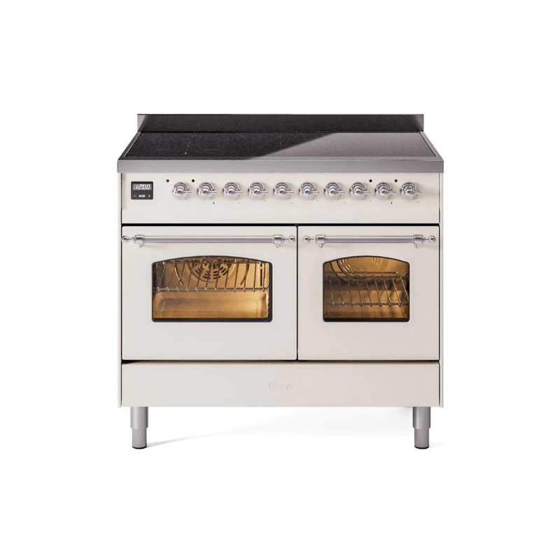 ILVE 40" Nostalgie II Series Freestanding Electric Double Oven Range with 6 Elements, Triple Glass Cool Door, Convection Oven, TFT Oven Control Display and Child Lock UPDI406NMP