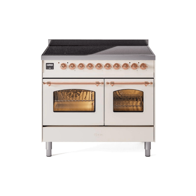 ILVE 40" Nostalgie II Series Freestanding Electric Double Oven Range with 6 Elements, Triple Glass Cool Door, Convection Oven, TFT Oven Control Display and Child Lock UPDI406NMP