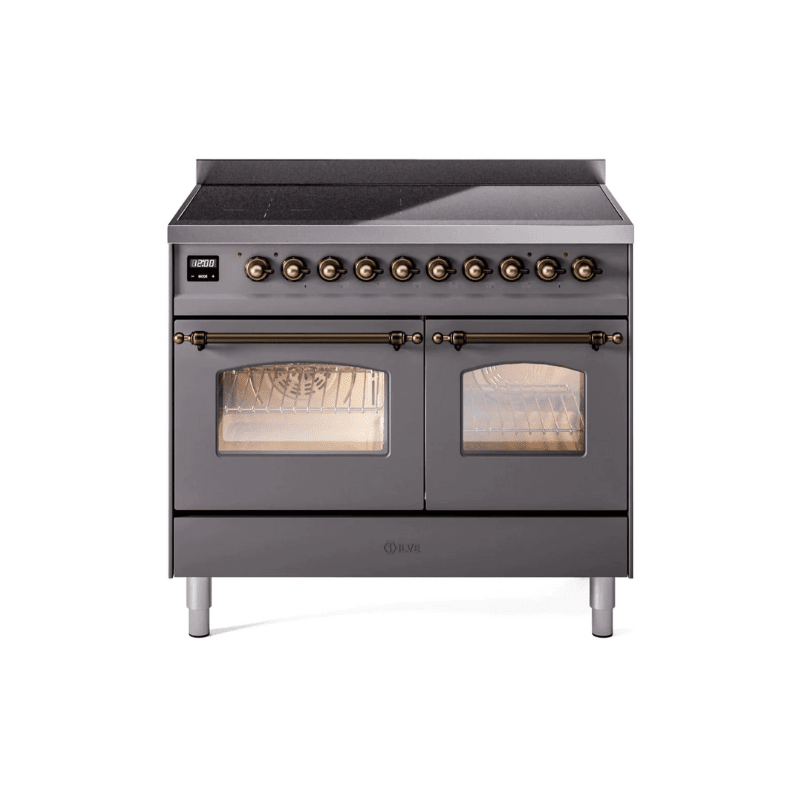 ILVE 40" Nostalgie II Series Freestanding Electric Double Oven Range with 6 Elements, Triple Glass Cool Door, Convection Oven, TFT Oven Control Display and Child Lock UPDI406NMP