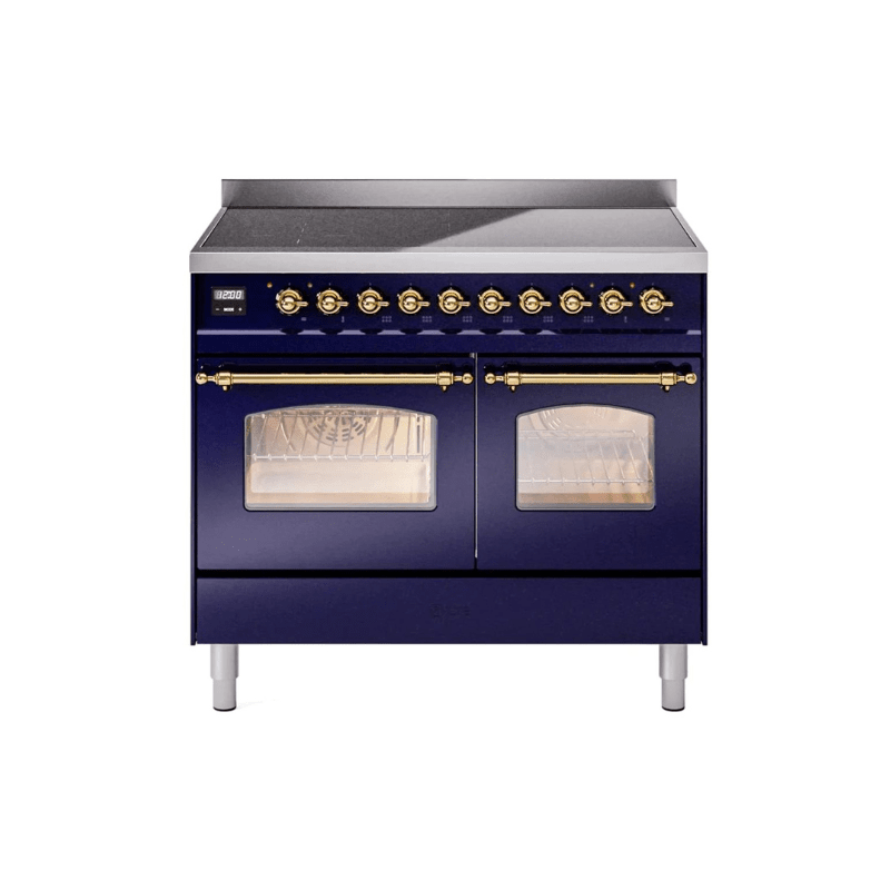 ILVE 40" Nostalgie II Series Freestanding Electric Double Oven Range with 6 Elements, Triple Glass Cool Door, Convection Oven, TFT Oven Control Display and Child Lock UPDI406NMP