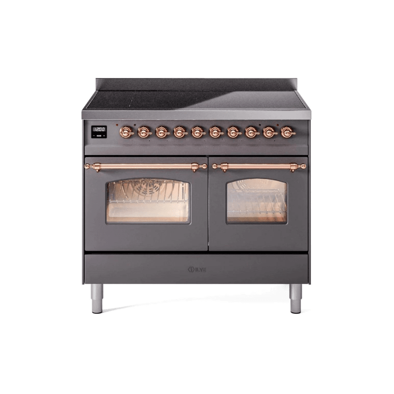 ILVE 40" Nostalgie II Series Freestanding Electric Double Oven Range with 6 Elements, Triple Glass Cool Door, Convection Oven, TFT Oven Control Display and Child Lock UPDI406NMP