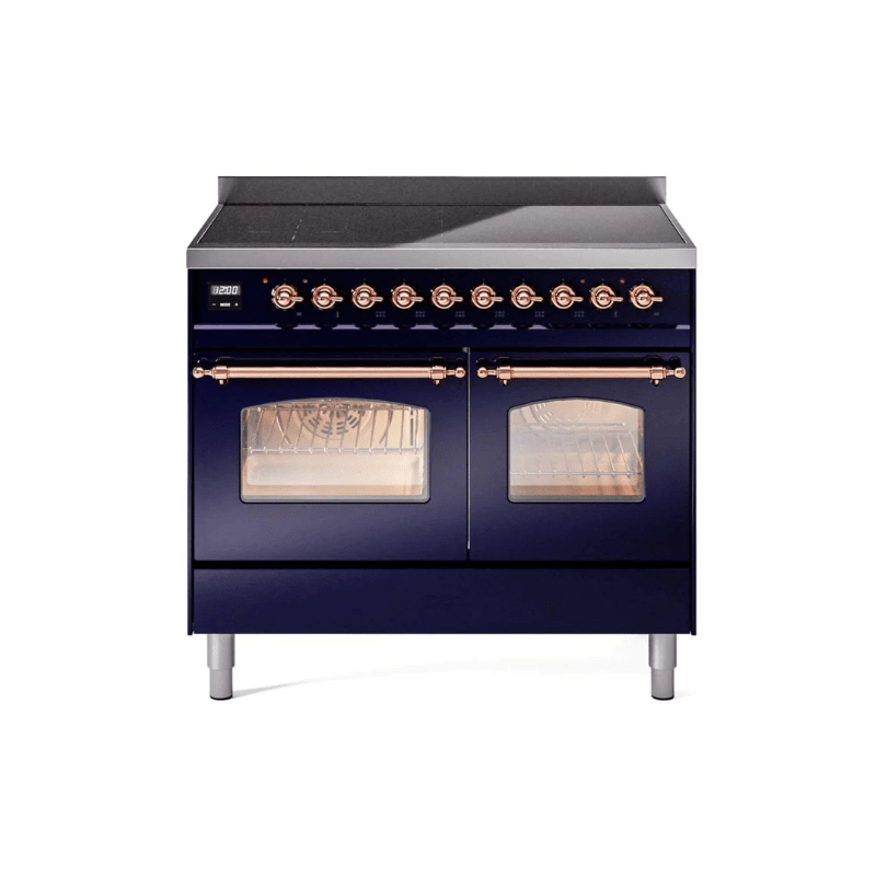 ILVE 40" Nostalgie II Series Freestanding Electric Double Oven Range with 6 Elements, Triple Glass Cool Door, Convection Oven, TFT Oven Control Display and Child Lock UPDI406NMP