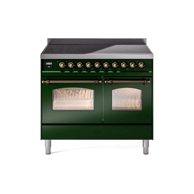 ILVE 40" Nostalgie II Series Freestanding Electric Double Oven Range with 6 Elements, Triple Glass Cool Door, Convection Oven, TFT Oven Control Display and Child Lock UPDI406NMP