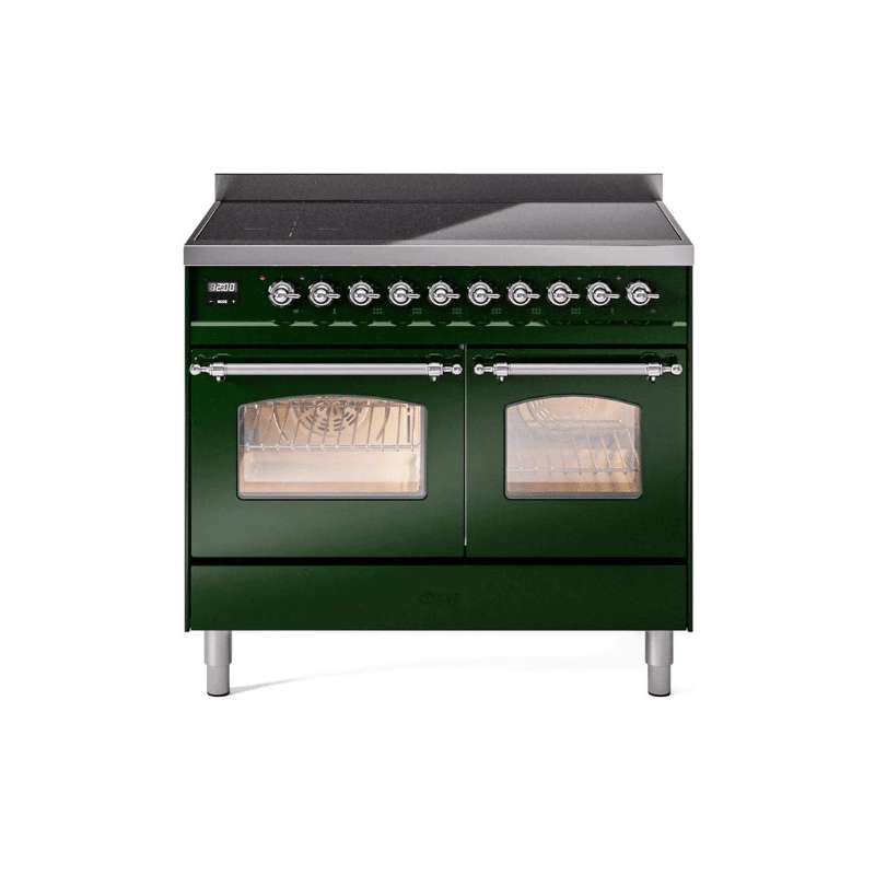 ILVE 40" Nostalgie II Series Freestanding Electric Double Oven Range with 6 Elements, Triple Glass Cool Door, Convection Oven, TFT Oven Control Display and Child Lock UPDI406NMP
