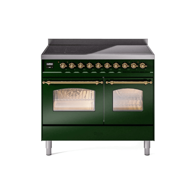ILVE 40" Nostalgie II Series Freestanding Electric Double Oven Range with 6 Elements, Triple Glass Cool Door, Convection Oven, TFT Oven Control Display and Child Lock UPDI406NMP