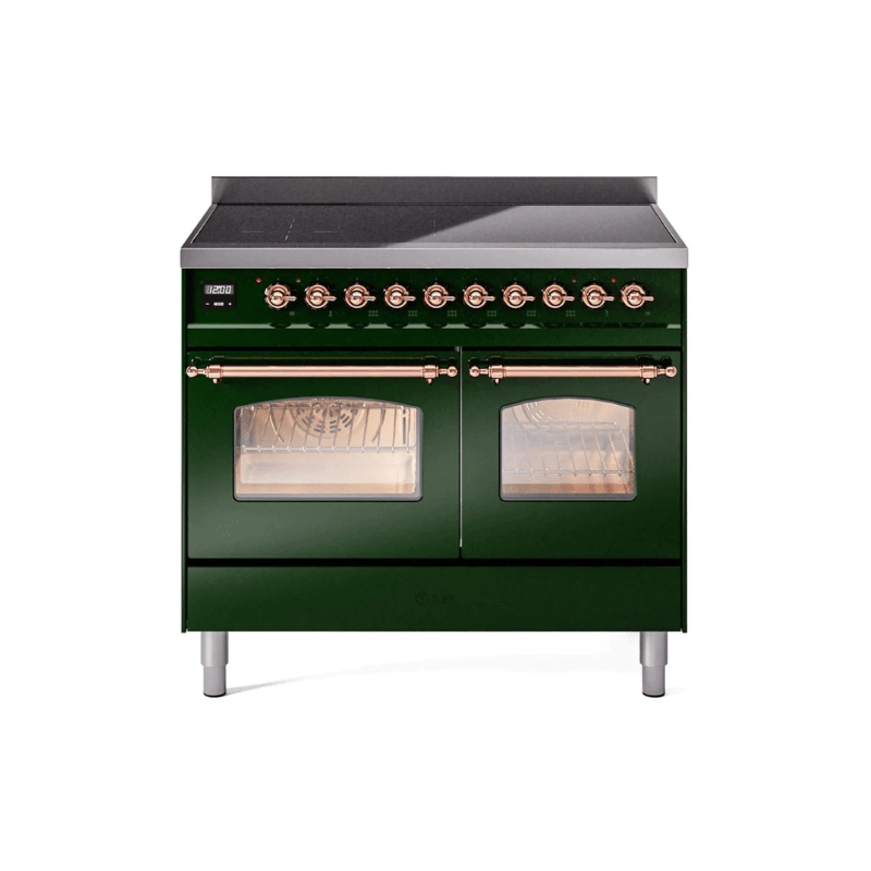 ILVE 40" Nostalgie II Series Freestanding Electric Double Oven Range with 6 Elements, Triple Glass Cool Door, Convection Oven, TFT Oven Control Display and Child Lock UPDI406NMP