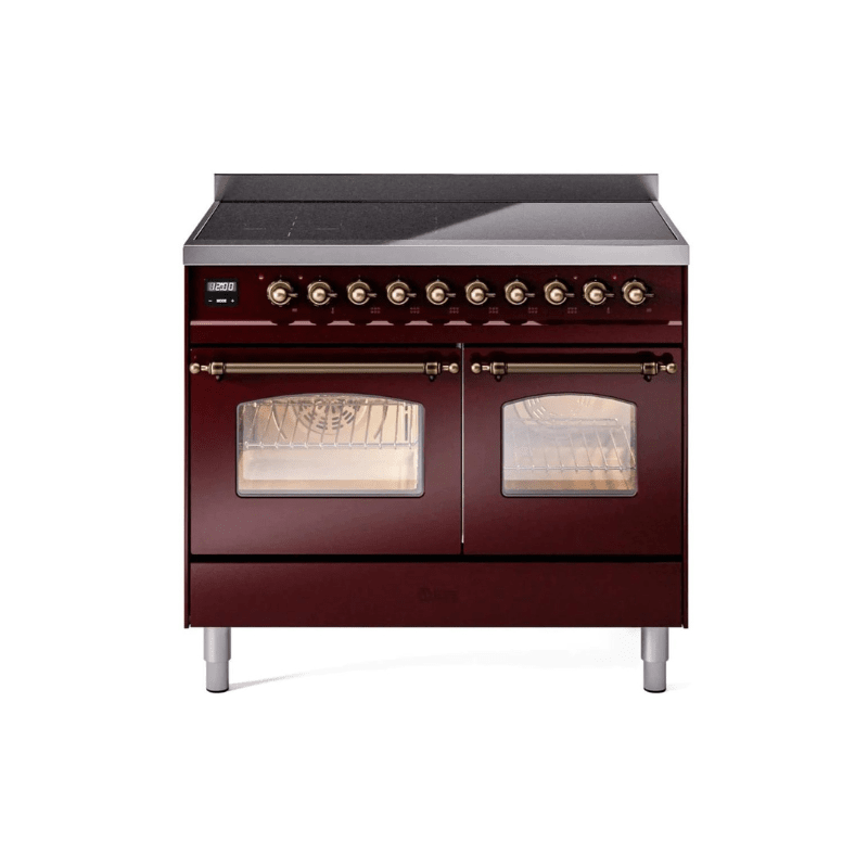 ILVE 40" Nostalgie II Series Freestanding Electric Double Oven Range with 6 Elements, Triple Glass Cool Door, Convection Oven, TFT Oven Control Display and Child Lock UPDI406NMP