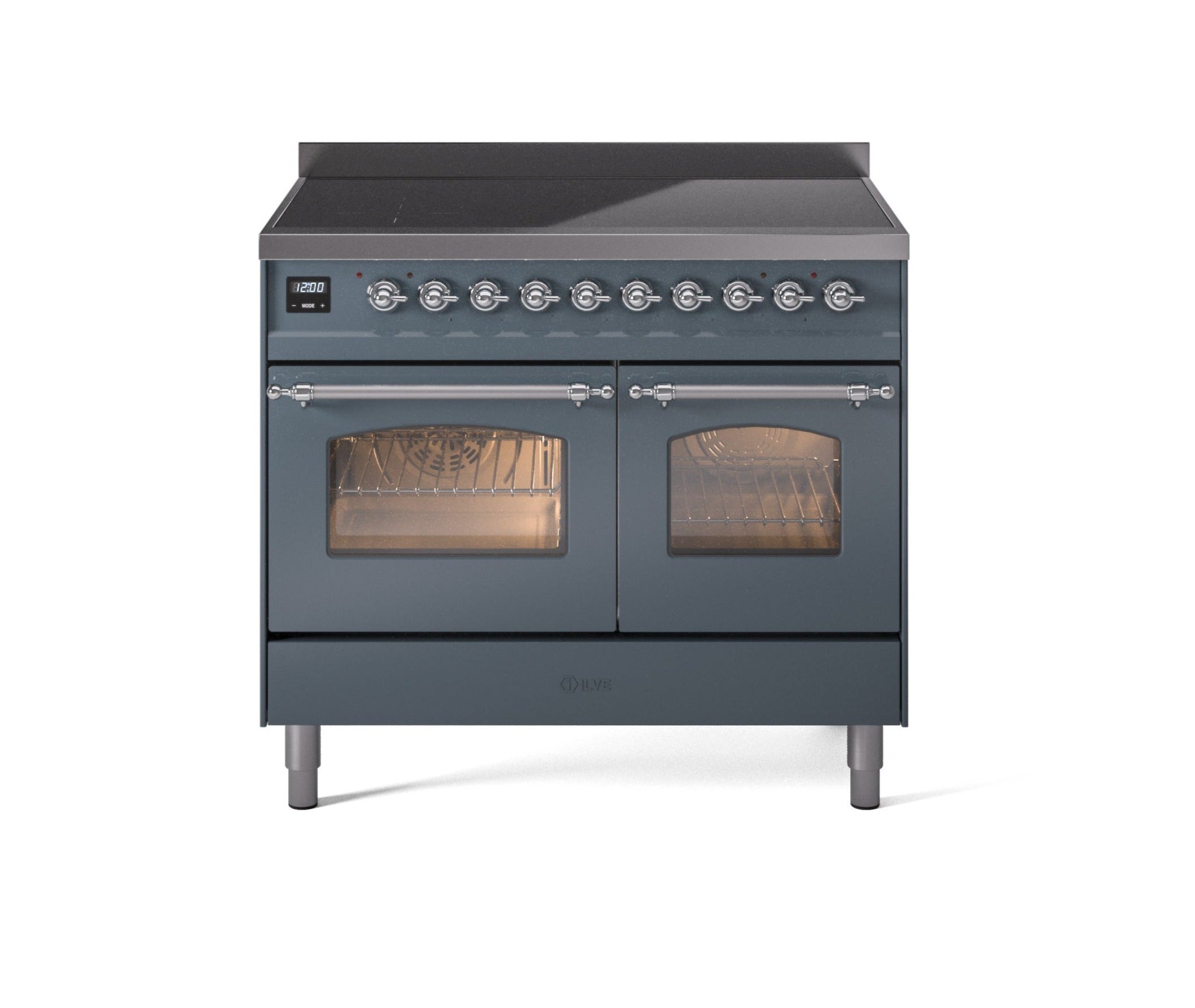 ILVE 40" Nostalgie II Series Freestanding Electric Double Oven Range with 6 Elements, Triple Glass Cool Door, Convection Oven, TFT Oven Control Display and Child Lock UPDI406NMP