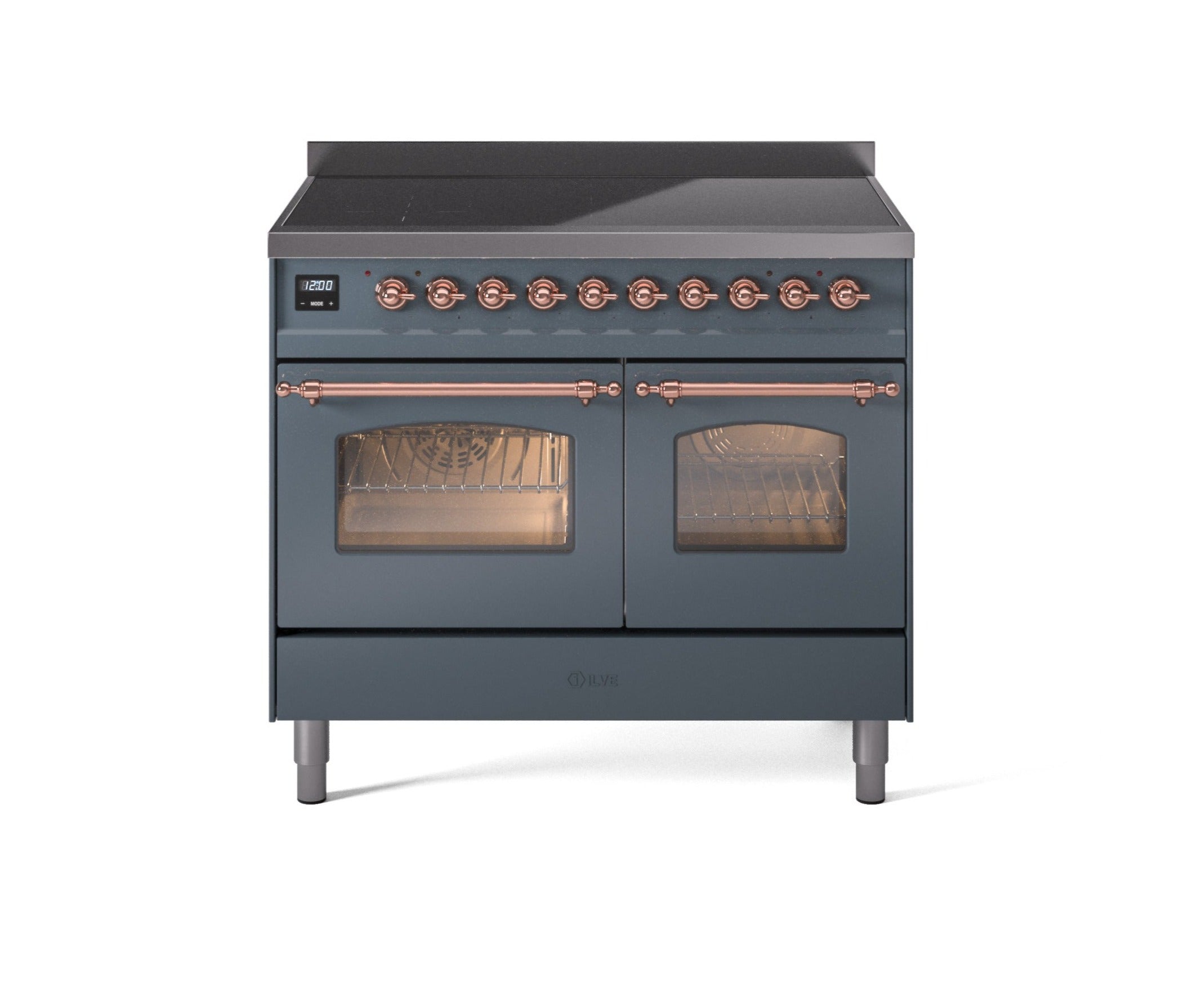 ILVE 40" Nostalgie II Series Freestanding Electric Double Oven Range with 6 Elements, Triple Glass Cool Door, Convection Oven, TFT Oven Control Display and Child Lock UPDI406NMP