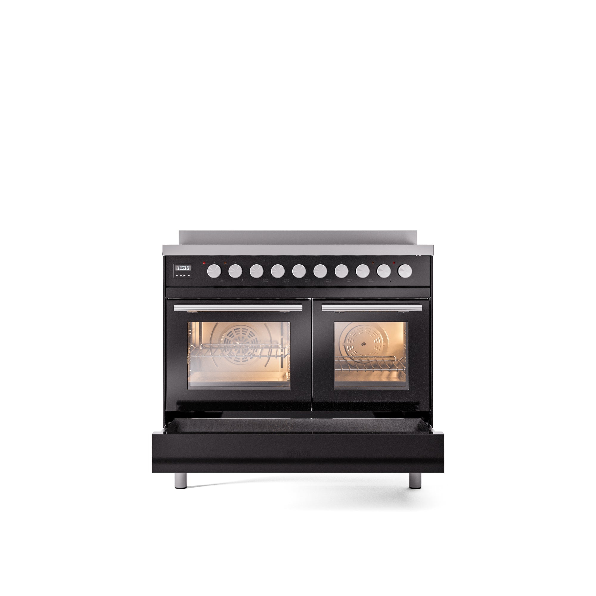 ILVE 40" Professional Plus II Series Freestanding Electric Double Oven Range with 5 Elements, Triple Glass Cool Door UPDI406WMP