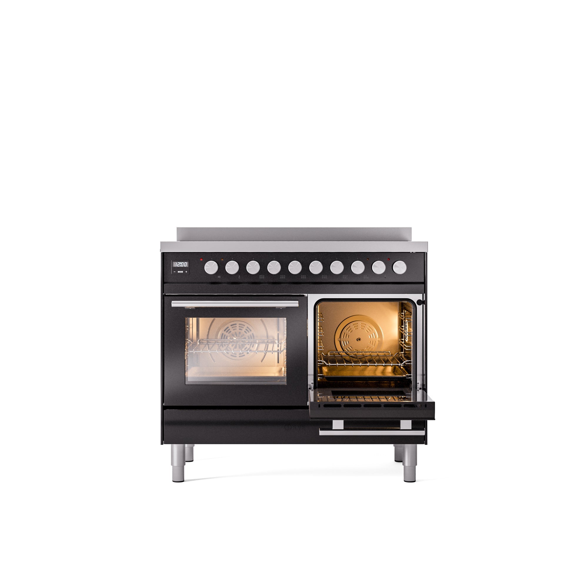 ILVE 40" Professional Plus II Series Freestanding Electric Double Oven Range with 5 Elements, Triple Glass Cool Door UPDI406WMP