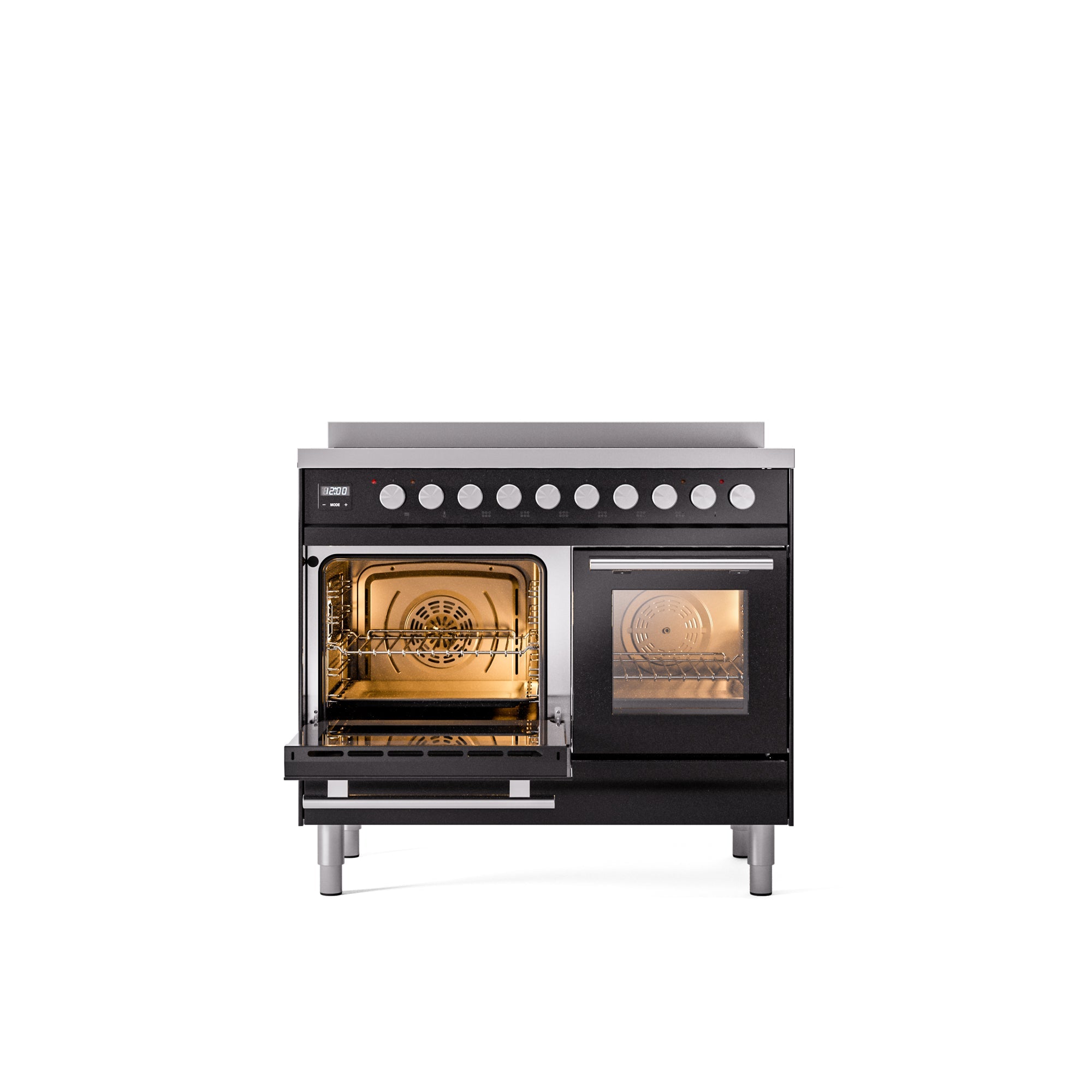 ILVE 40" Professional Plus II Series Freestanding Electric Double Oven Range with 5 Elements, Triple Glass Cool Door UPDI406WMP