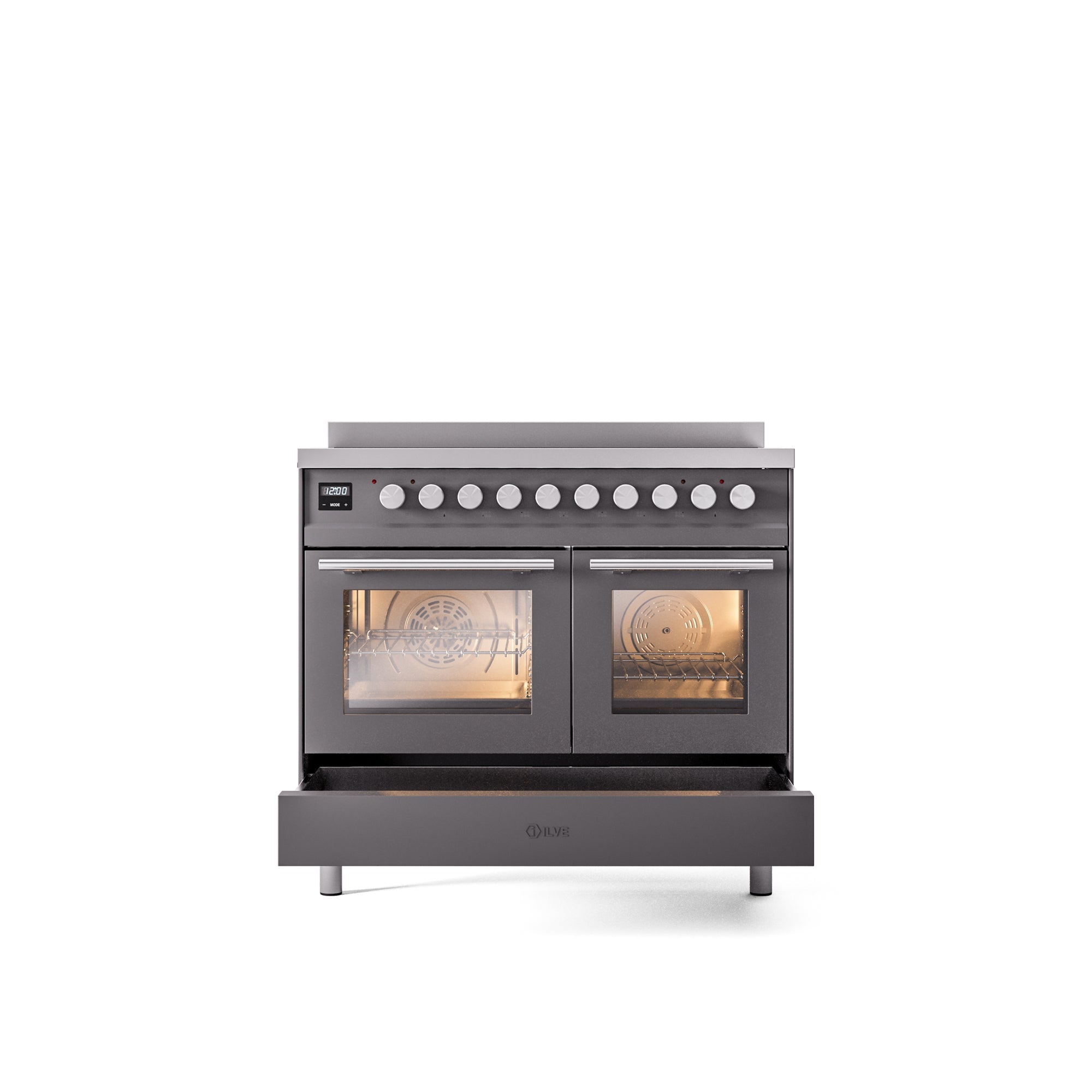 ILVE 40" Professional Plus II Series Freestanding Electric Double Oven Range with 5 Elements, Triple Glass Cool Door UPDI406WMP