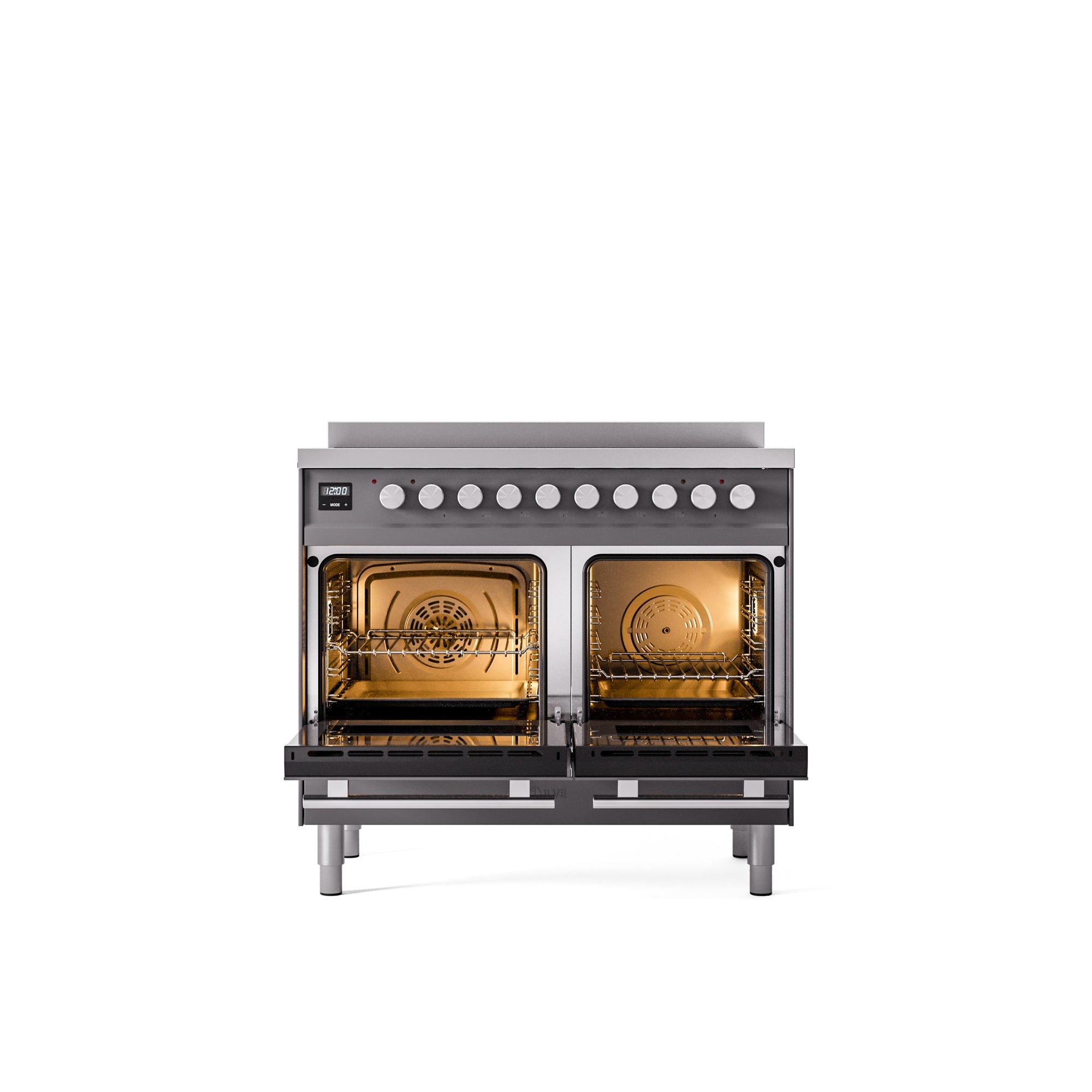 ILVE 40" Professional Plus II Series Freestanding Electric Double Oven Range with 5 Elements, Triple Glass Cool Door UPDI406WMP