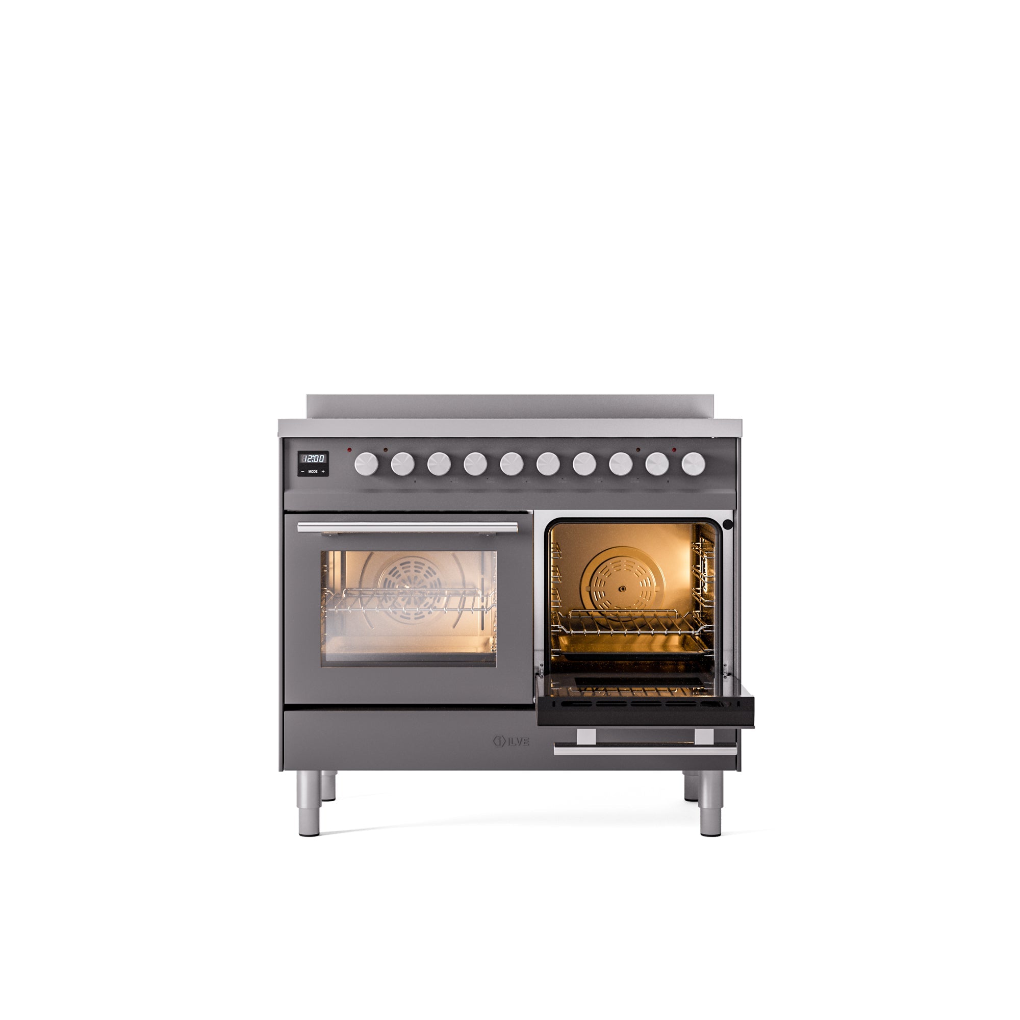 ILVE 40" Professional Plus II Series Freestanding Electric Double Oven Range with 5 Elements, Triple Glass Cool Door UPDI406WMP